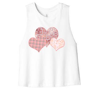 Stylish Pattern Hearts Women's Racerback Cropped Tank