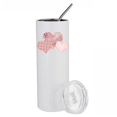 Stylish Pattern Hearts Stainless Steel Tumbler