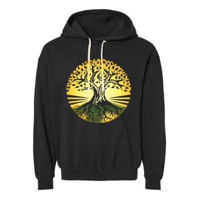 Stylized Druid Tree Garment-Dyed Fleece Hoodie