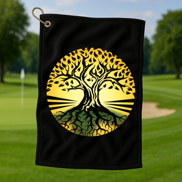Stylized Druid Tree Golf Towel