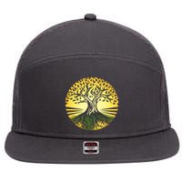 Stylized Druid Tree 7 Panel Mesh Trucker Snapback Hat