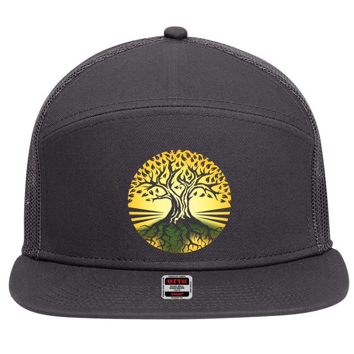 Stylized Druid Tree 7 Panel Mesh Trucker Snapback Hat
