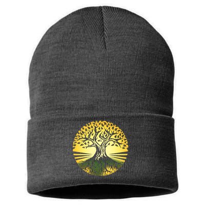 Stylized Druid Tree Sustainable Knit Beanie