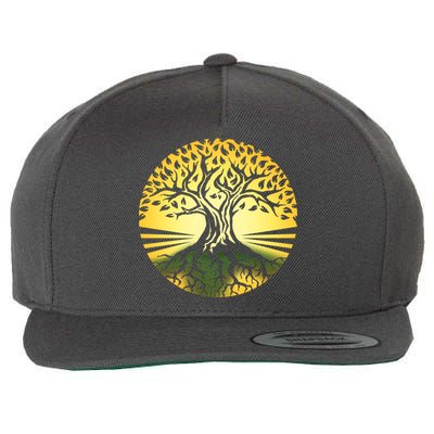 Stylized Druid Tree Wool Snapback Cap