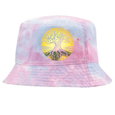 Stylized Druid Tree Tie-Dyed Bucket Hat