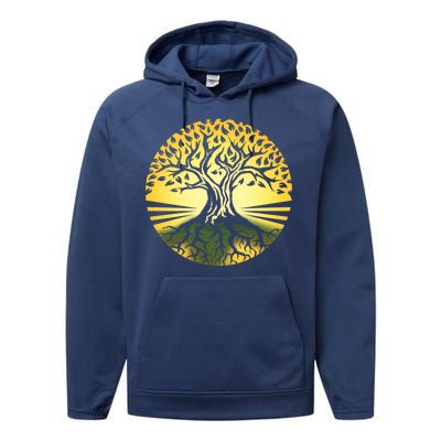 Stylized Druid Tree Performance Fleece Hoodie