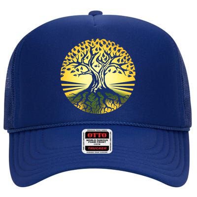 Stylized Druid Tree High Crown Mesh Back Trucker Hat