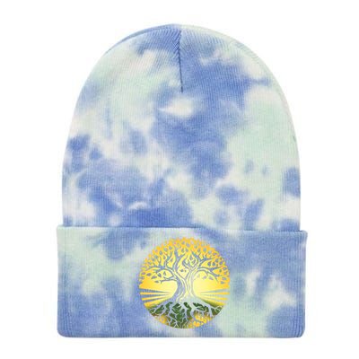 Stylized Druid Tree Tie Dye 12in Knit Beanie