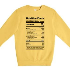 Scorpio Tee Zodiac Sign Nutrition Facts Gift Premium Crewneck Sweatshirt