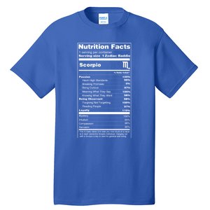 Scorpio Tee Zodiac Sign Nutrition Facts Gift Tall T-Shirt