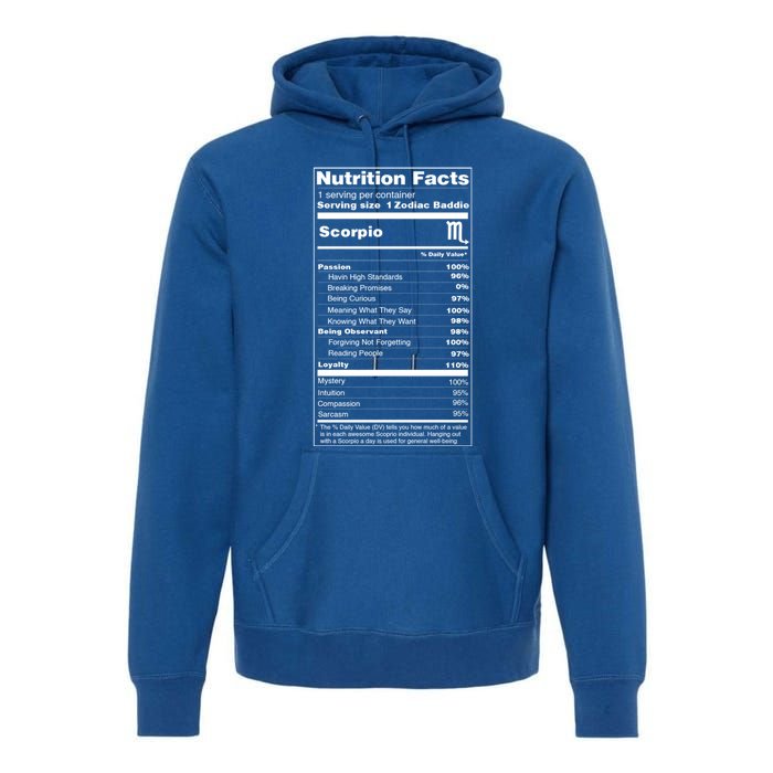 Scorpio Tee Zodiac Sign Nutrition Facts Gift Premium Hoodie