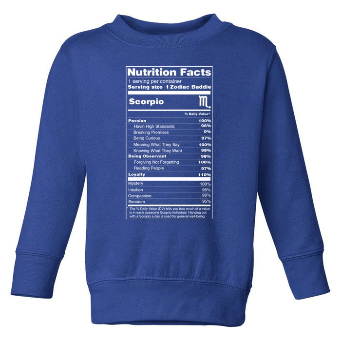 Scorpio Tee Zodiac Sign Nutrition Facts Gift Toddler Sweatshirt