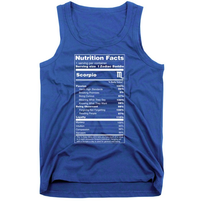 Scorpio Tee Zodiac Sign Nutrition Facts Gift Tank Top