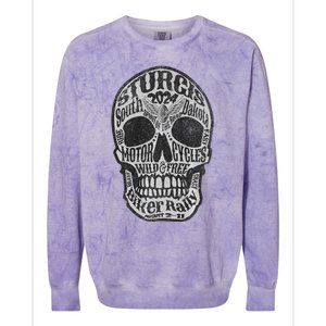 Sturgis Usa 2024 Skull Front Back South Dakota Biker Premium Colorblast Crewneck Sweatshirt