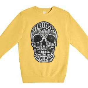 Sturgis Usa 2024 Skull Front Back South Dakota Biker Premium Premium Crewneck Sweatshirt