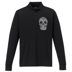 Sturgis Usa 2024 Skull Front Back South Dakota Biker Premium Performance Long Sleeve Polo