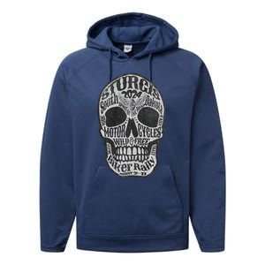 Sturgis Usa 2024 Skull Front Back South Dakota Biker Premium Performance Fleece Hoodie