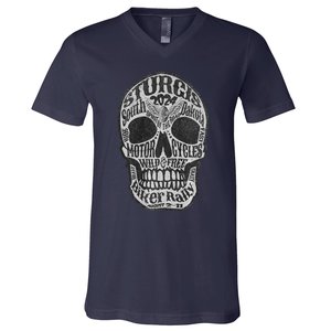 Sturgis Usa 2024 Skull Front Back South Dakota Biker Premium V-Neck T-Shirt