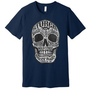 Sturgis Usa 2024 Skull Front Back South Dakota Biker Premium Premium T-Shirt