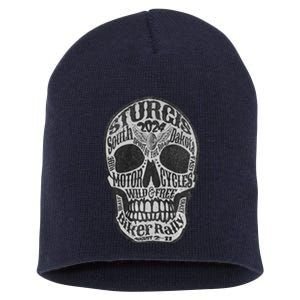 Sturgis Usa 2024 Skull Front Back South Dakota Biker Premium Short Acrylic Beanie