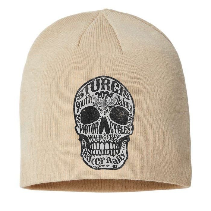 Sturgis Usa 2024 Skull Front Back South Dakota Biker Premium Sustainable Beanie