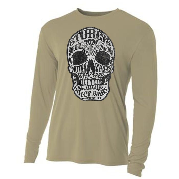 Sturgis Usa 2024 Skull Front Back South Dakota Biker Premium Cooling Performance Long Sleeve Crew