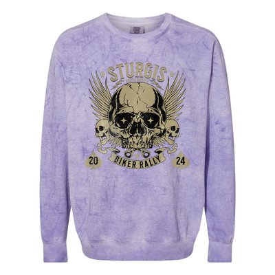 Sturgis Usa 2024 Skull South Dakota Biker Colorblast Crewneck Sweatshirt