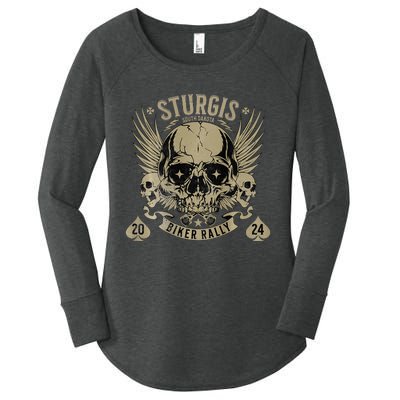 Sturgis Usa 2024 Skull South Dakota Biker Women's Perfect Tri Tunic Long Sleeve Shirt