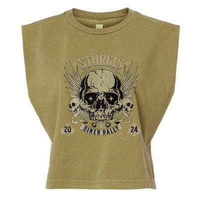 Sturgis Usa 2024 Skull South Dakota Biker Garment-Dyed Women's Muscle Tee