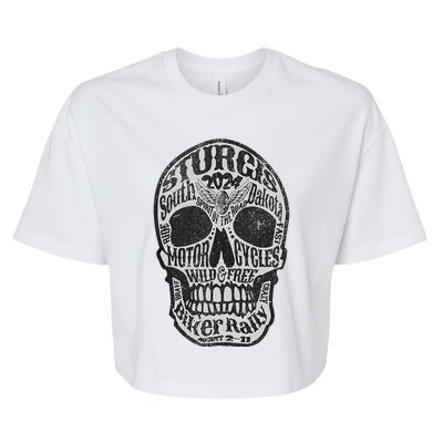 Sturgis Usa 2024 Skull South Dakota Bella+Canvas Jersey Crop Tee