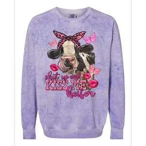 Shut Up And Heifer Cow Valentine's Day Couple Valentine Colorblast Crewneck Sweatshirt