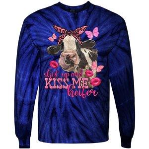 Shut Up And Heifer Cow Valentine's Day Couple Valentine Tie-Dye Long Sleeve Shirt