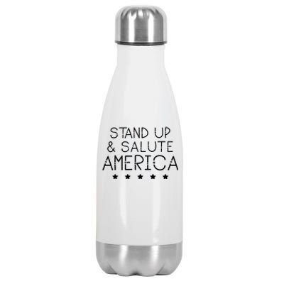 Stand Up And Salute America Support American Veterans Gift Stainless Steel Insulated Water Bottle