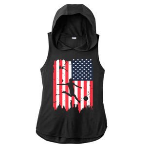 Soccer Usa American Flag 4th Of July Patriotic Sports Ladies PosiCharge Tri-Blend Wicking Draft Hoodie Tank