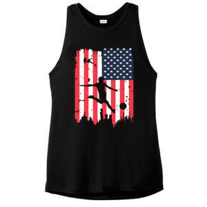 Soccer Usa American Flag 4th Of July Patriotic Sports Ladies PosiCharge Tri-Blend Wicking Tank