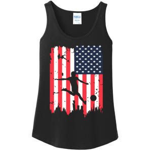 Soccer Usa American Flag 4th Of July Patriotic Sports Ladies Essential Tank