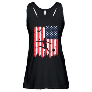 Soccer Usa American Flag 4th Of July Patriotic Sports Ladies Essential Flowy Tank