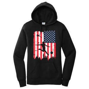 Soccer Usa American Flag 4th Of July Patriotic Sports Women's Pullover Hoodie