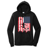 Soccer Usa American Flag 4th Of July Patriotic Sports Women's Pullover Hoodie