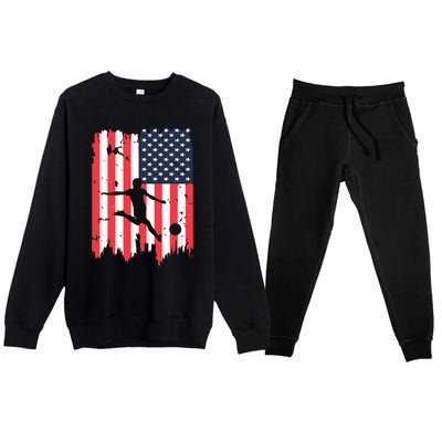 Soccer Usa American Flag 4th Of July Patriotic Sports Premium Crewneck Sweatsuit Set