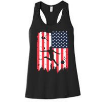 Soccer Usa American Flag 4th Of July Patriotic Sports Women's Racerback Tank