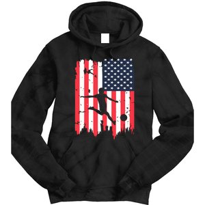 Soccer Usa American Flag 4th Of July Patriotic Sports Tie Dye Hoodie