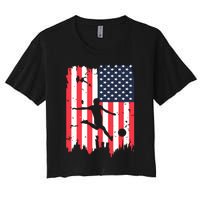 Soccer Usa American Flag 4th Of July Patriotic Sports Women's Crop Top Tee