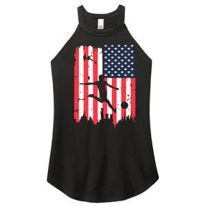 Soccer Usa American Flag 4th Of July Patriotic Sports Women's Perfect Tri Rocker Tank