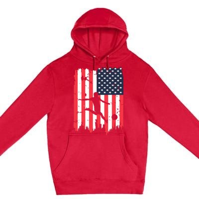 Soccer Usa American Flag 4th Of July Patriotic Sports Premium Pullover Hoodie