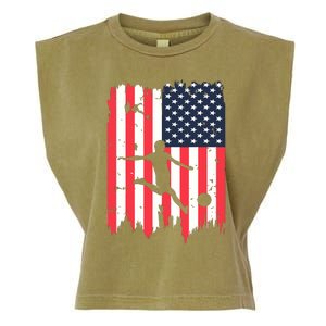 Soccer Usa American Flag 4th Of July Patriotic Sports Garment-Dyed Women's Muscle Tee