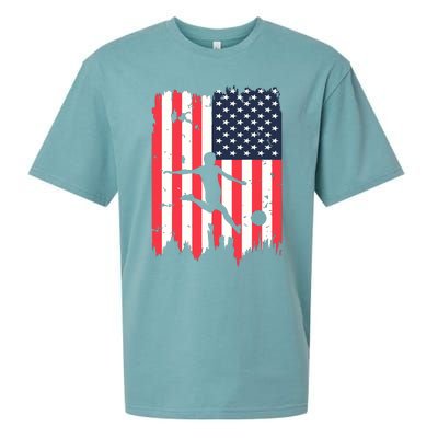 Soccer Usa American Flag 4th Of July Patriotic Sports Sueded Cloud Jersey T-Shirt