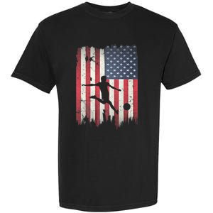 Soccer Usa American Flag 4th Of July Patriotic Sports Garment-Dyed Heavyweight T-Shirt