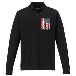 Soccer Usa American Flag 4th Of July Patriotic Sports Performance Long Sleeve Polo