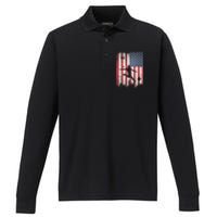 Soccer Usa American Flag 4th Of July Patriotic Sports Performance Long Sleeve Polo